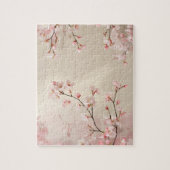 Cherry Blossom Tan Achtergrond Puzzel Legpuzzel (Verticaal)