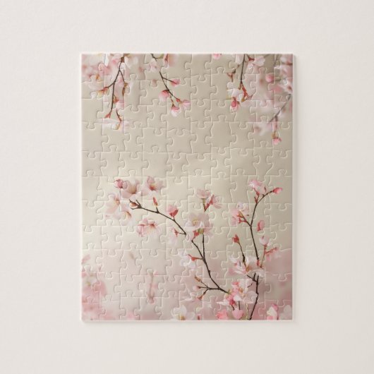 Cherry Blossom Tan Achtergrond Puzzel Legpuzzel (Verticaal)