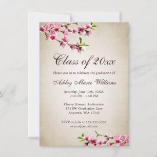 Cherry Blossom Tan Afstuderen Kaart