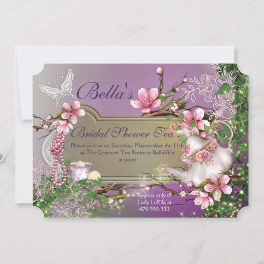 Cherry Blossom Tea Party Uitnodigingen (Voorkant)