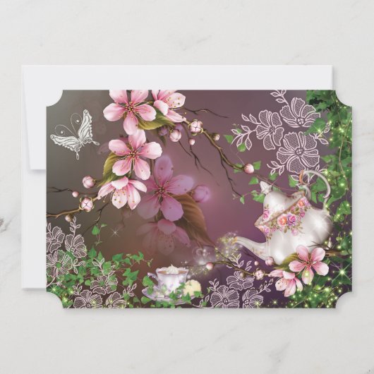 Cherry Blossom Tea Party Uitnodigingen (Achterkant)