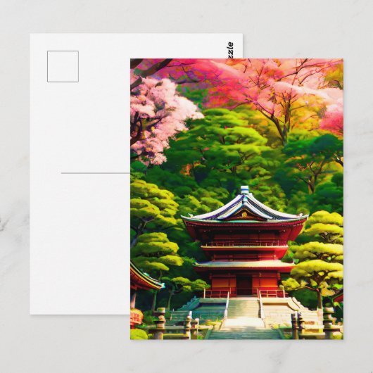 Cherry Blossom Temple Briefkaart (Voorkant / Achterkant)