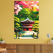 Cherry Blossom Temple Canvas Afdruk (Insitu (Woonkamer))