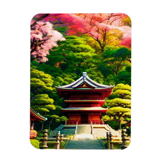 Cherry Blossom Temple Magneet (Verticaal)
