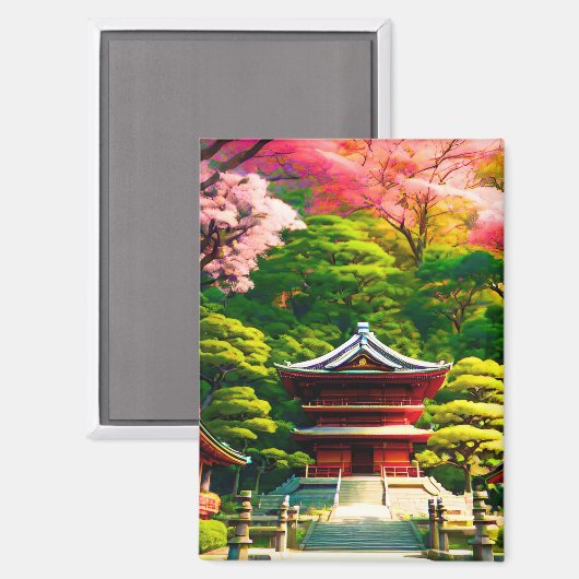 Cherry Blossom Temple Magneet (Voorkant / Achterkant)