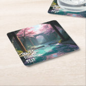 Cherry Blossom Temple met heilige zwembad anime Kartonnen Onderzetters (Schuin)