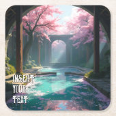 Cherry Blossom Temple met heilige zwembad anime Kartonnen Onderzetters (Voorkant)