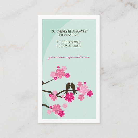 Cherry Blossom Tortelduifjes Sakura Flowers Branch Visitekaartje (Achterkant)