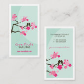 Cherry Blossom Tortelduifjes Sakura Flowers Branch Visitekaartje (Voorkant / Achterkant)