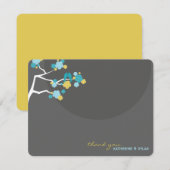 Cherry Blossom Tortelduifjes Weddenschap Hartelijk Bedankkaart (Voorkant / Achterkant)