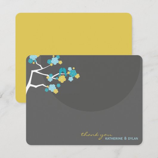 Cherry Blossom Tortelduifjes Weddenschap Hartelijk Bedankkaart (Voorkant / Achterkant)