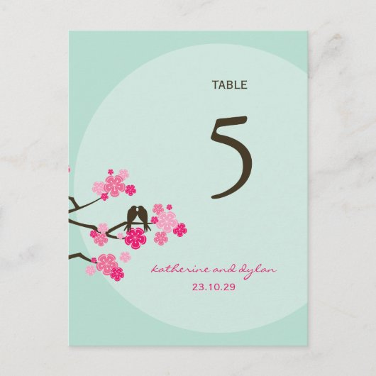 Cherry Blossom Tortelduifjes Weddenschappen Table  Briefkaart (Voorkant)