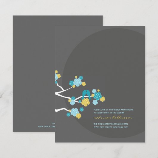 Cherry Blossom Tortelduifjes Wedding Reception Kaa Informatiekaartje (Voorkant / Achterkant)