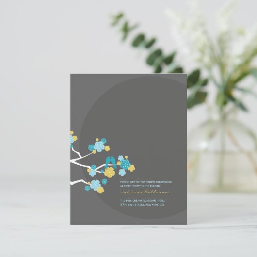 Cherry Blossom Tortelduifjes Wedding Reception Kaa Informatiekaartje (Staand voorkant)