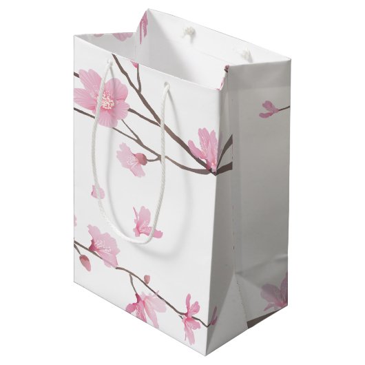 Cherry Blossom - Transparante achtergrond Medium Cadeauzakje (Voorkant Gekanteld)