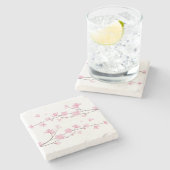 Cherry Blossom - transparante achtergrond Stenen Onderzetter (Zijkant)