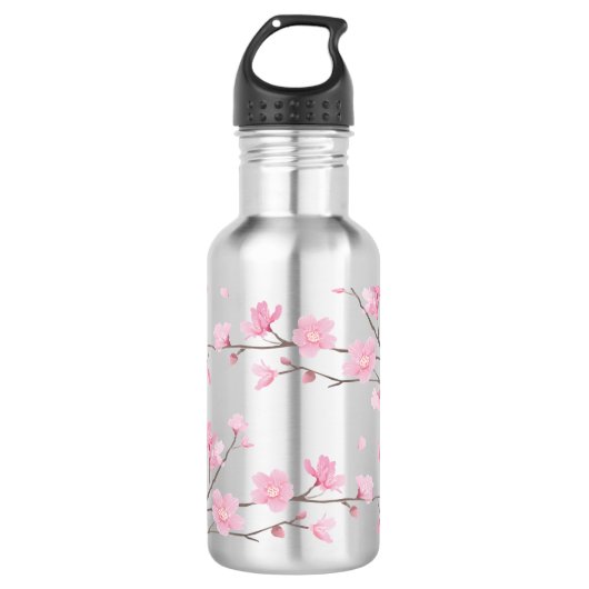 Cherry Blossom - transparante achtergrond Waterfles (Voorkant)