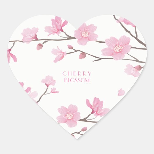 Cherry Blossom - Transparent-Background Hart Sticker (Voorkant)