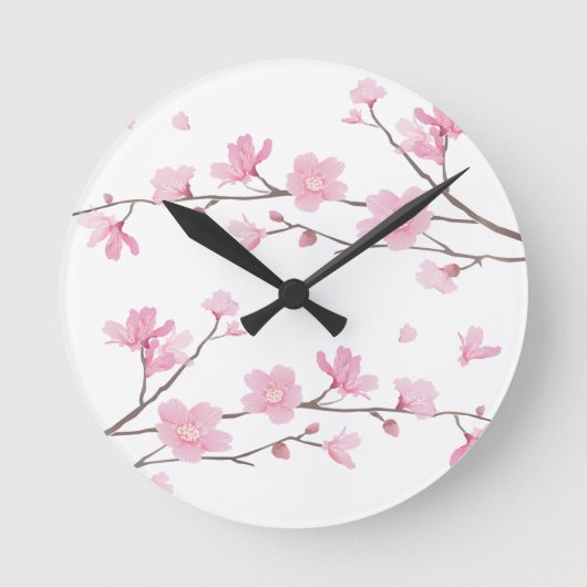 Cherry Blossom - Transparent-Background Ronde Klok (Voorkant)