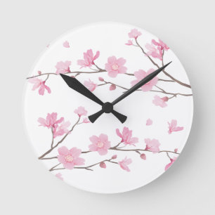 Cherry Blossom - Transparent-Background Ronde Klok