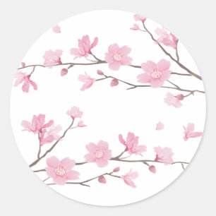 Cherry Blossom - Transparent-Background Ronde Sticker