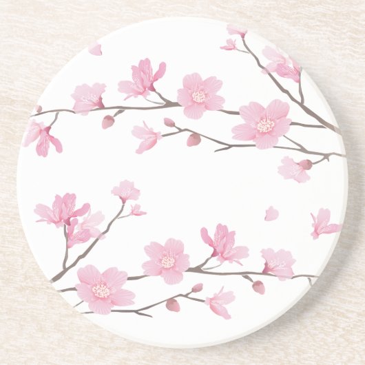 Cherry Blossom - Transparent-Background Zandsteen Onderzetter (Voorkant)