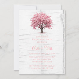 Cherry Blossom Tree Bark Engagement Party Kaart