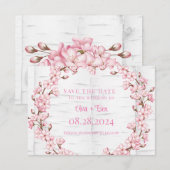 Cherry Blossom Tree Bark Save the Date Kaart (Voorkant / Achterkant)