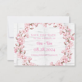 Cherry Blossom Tree Bark Save the Date Kaart