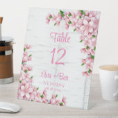 Cherry Blossom Tree Bark Trouwtafel Nummer Reclamebord Met Voetstuk (Insitu)