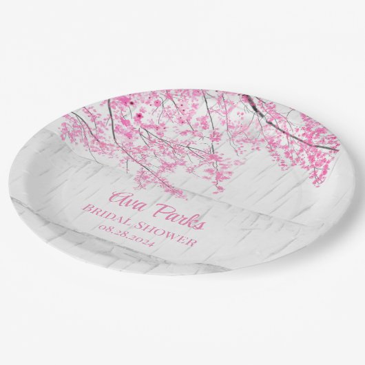 Cherry Blossom Tree Bark Vrijgezellenfeest Papieren Bordje (Gekanteld)