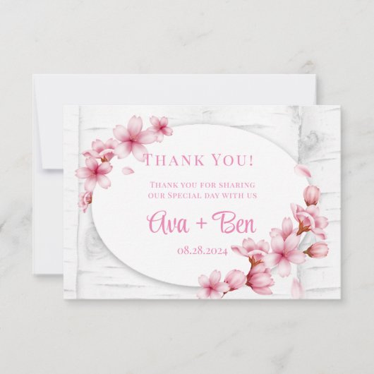 Cherry Blossom Tree Bark Wedding Bedankkaart (Voorkant)