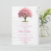 Cherry Blossom Tree Bark Wedding Celebration Kaart (Staand voorkant)