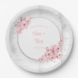 Cherry Blossom Tree Bark Wedding Papieren Bordje