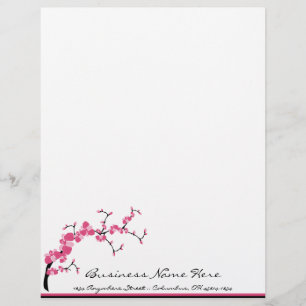 Cherry Blossom Tree Branch Letterhead Design 1 Gepersonaliseerd Briefhoofd