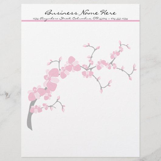 Cherry Blossom Tree Branch Letterhead Design 2 Briefhoofd Ontwerp (Voorkant)