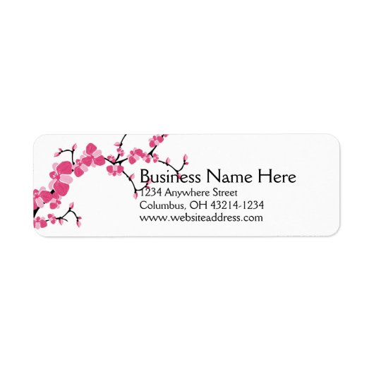 Cherry Blossom Tree Branch Retouradres Labels 2 (Voorkant)
