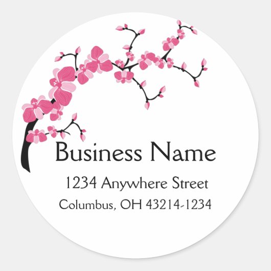 Cherry Blossom Tree Branch Ronde Adresetiketten Sticker (Voorkant)
