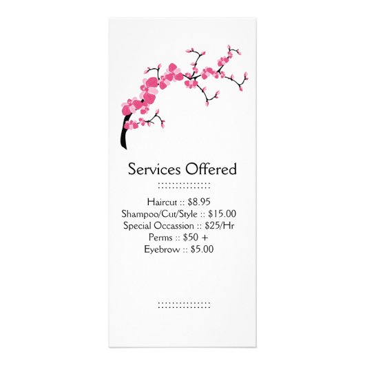 Cherry Blossom Tree Branch Services Rack Card Reclamekaart (Voorkant)
