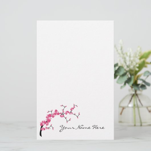 Cherry Blossom Tree Branch Stationery Design 1 Briefpapier (Staand voorkant)
