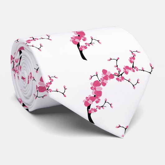 Cherry Blossom Tree Branch Stropdas Design 1 (Opgerold)
