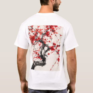Cherry Blossom Tree Chinese inkt schilderij T-shir T-shirt