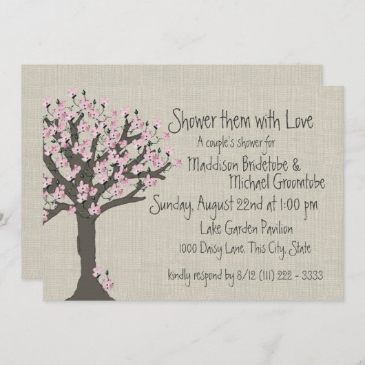 Cherry Blossom Tree Couples Douche Kaart (Voorkant / Achterkant)