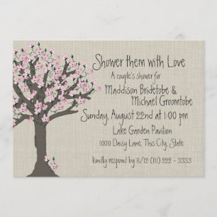 Cherry Blossom Tree Couples Douche Kaart