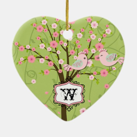 Cherry Blossom Tree Custom Heart Keepomwille Ornam Keramisch Ornament (Achterkant)