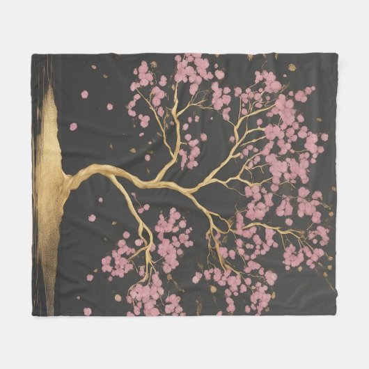 Cherry Blossom Tree Fleece Deken (Voorkant (Horizontaal))