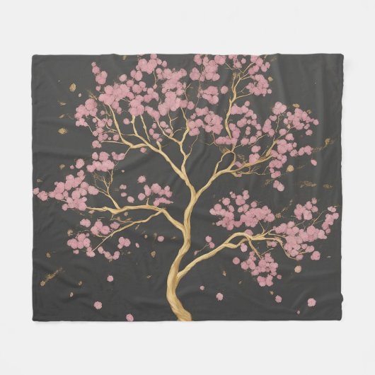Cherry Blossom Tree Fleece Deken (Voorkant (Horizontaal))