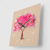 Cherry Blossom tree modern florale waterverf art Vierkante Klok (Hoek)