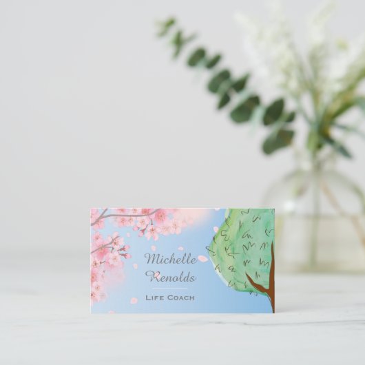 Cherry Blossom Tree Natuur Garden Custom Visitekaartje (Staand voorkant)