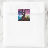 Cherry Blossom Tree of life Vierkante Sticker (Tas)